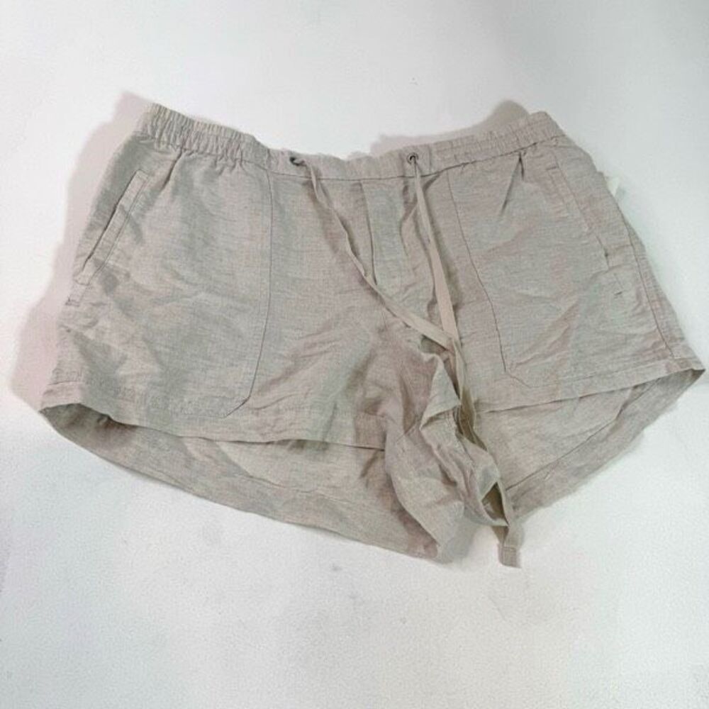 GAP Shorts‎ Womens Extra Large Beige Mid Rise Drawstrings Linen Blend NWT